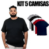 Kit 5 Camisas Plus Size Masculina Lisa Algodão Premium