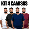 Kit 4 Camisas Plus Size Masculina Lisa Algodão Premium