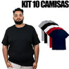 Kit 10 Camisas Plus Size Masculina Lisa Algodão Premium