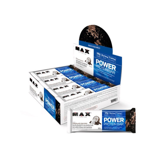 Power Protein Bar Caixa com 8 Unidades (720g) - Sabor: Chocolate c/ Coco