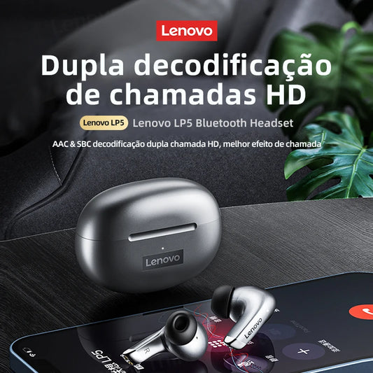 100% original lenovo lp5 sem fio bluetooth fones de ouvido alta fidelidade