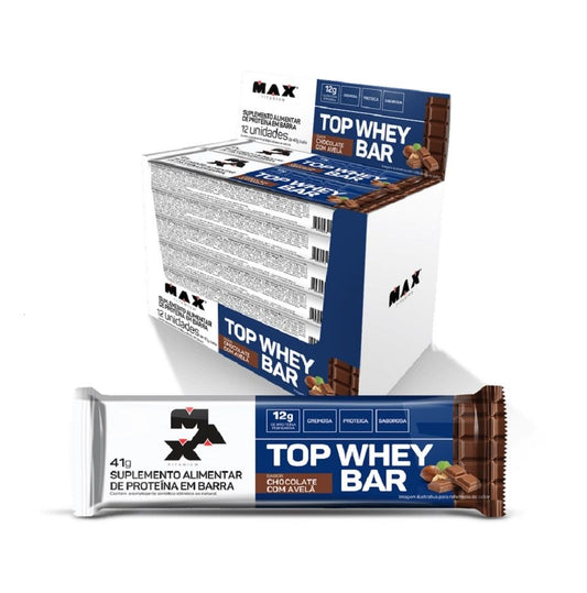 Top Whey Bar (Display 12 unid. 41g) - Sabor: Chocolate e Avelã